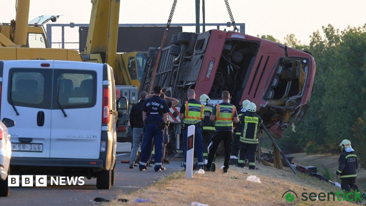 Bus crash on M3 motorway in Hungary kills 12, injures dozens.