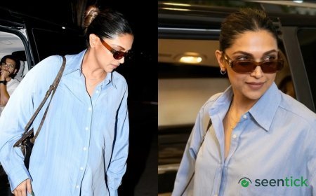 Deepika Padukone shows off her daughter Duas name necklace at airport appearance.