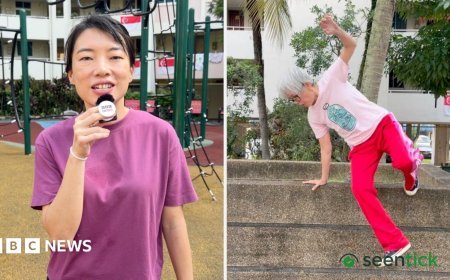 Singapores aging population turns to parkour for improved physical and mental well-being.