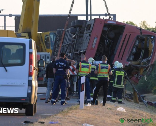 Bus crash on M3 motorway in Hungary kills 12, injures dozens.