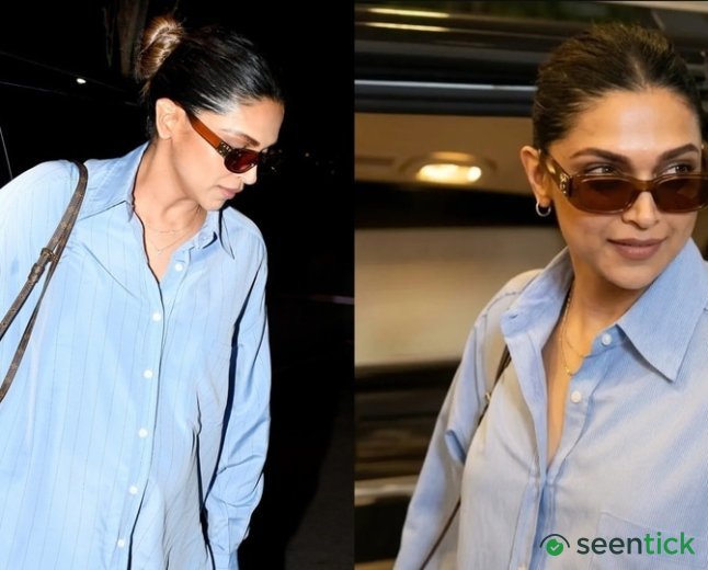 Deepika Padukone shows off her daughter Duas name necklace at airport appearance.