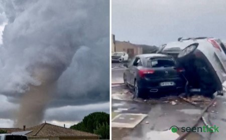 Moment tornado tears through southern France