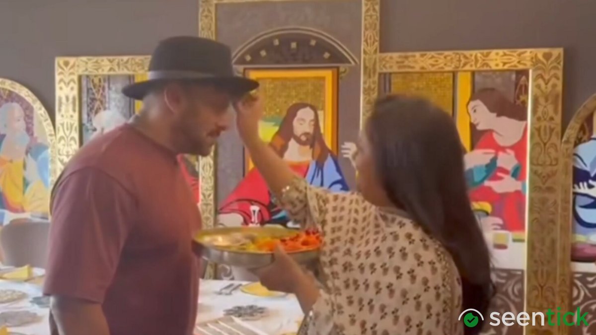 'Most secular video on internet today': Internet loves it as Arpita ties rakhi to Salman Khan in front of Jesus' picture