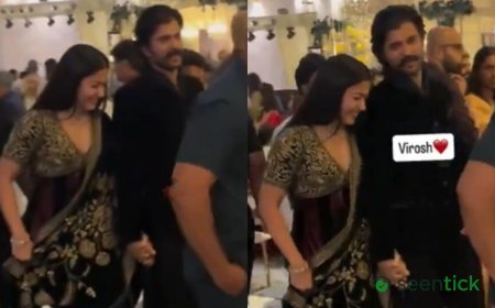 Rashmika Mandanna makes 1st public appearance after hip injury; Vijay Deverakonda holds her hand. Watch