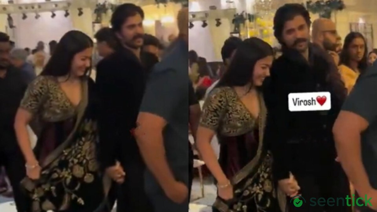 Rashmika Mandanna makes 1st public appearance after hip injury; Vijay Deverakonda holds her hand. Watch