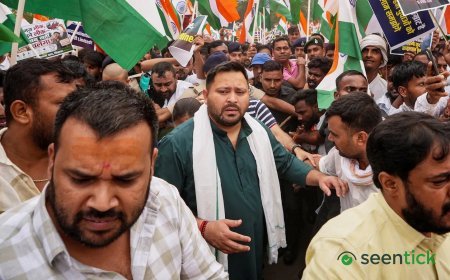 Tejashwi Yadav detained as RJD protests AK-47 firing, student crackdown