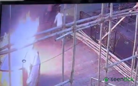 Video: Parked car set ablaze in Varanasi after cafe owner ‘refused to serve noodles’