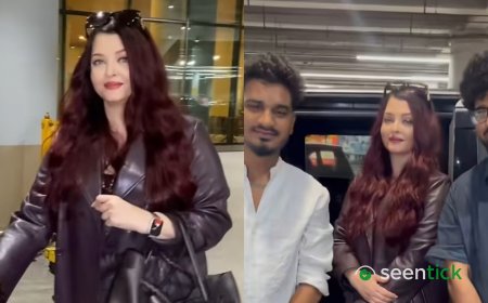 Aishwarya Rai greets paparazzi with folded hands, poses with fans upon her return to India after Paris Fashion Week