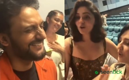 Aneet Padda and Charu Shankar sing about Mohammed Zeeshan Ayyub's perfectly styled hair at Hunkkaar premiere. Watch