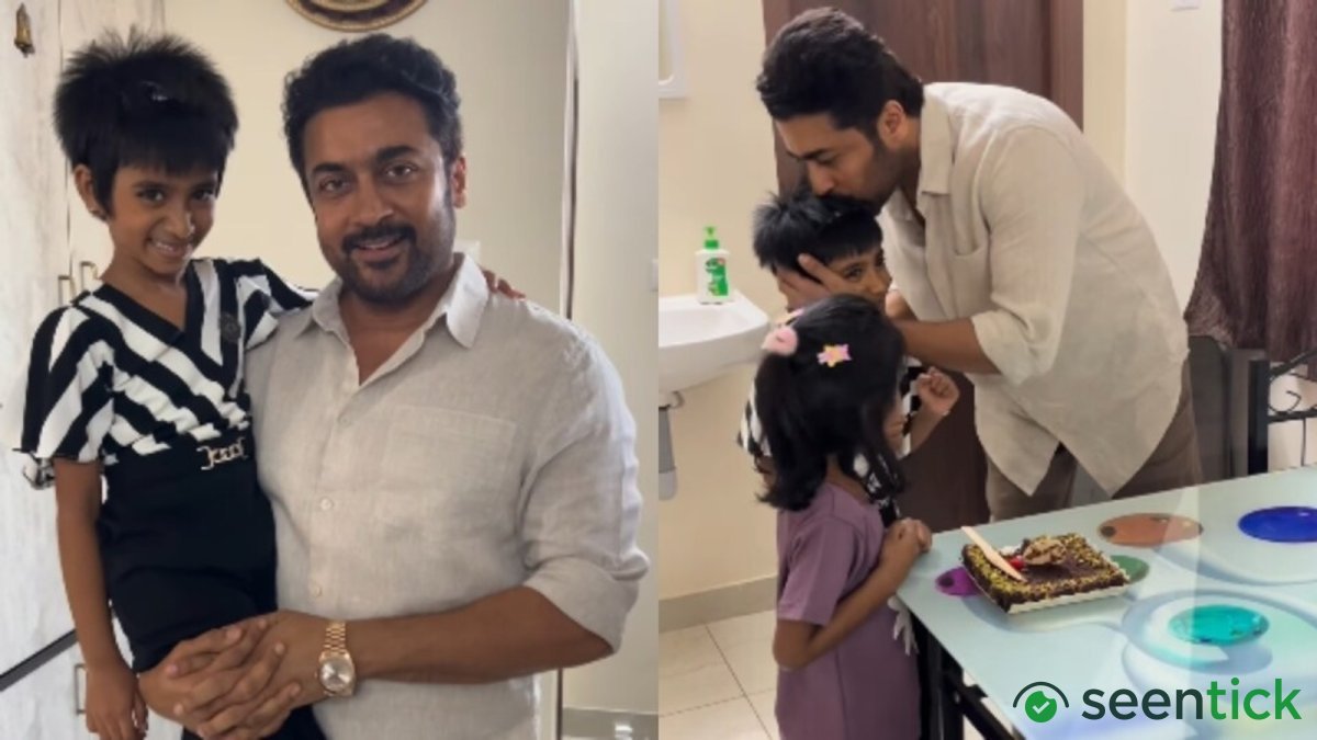 Fans think it's the cutest as Suriya attends his little fan's birthday, showers her with love. Watch