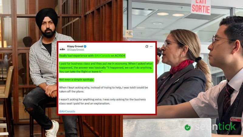 Gippy Grewal alleges Air Canada downgraded him from business to economy, threatened to remove him from flight