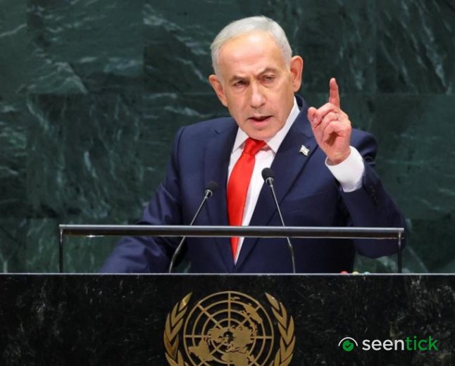 Netanyahu defends Israeli military action as delegates walk out before UN speech
