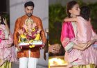 Ranbir Kapoor carries Ganpati during visarjan, Alia Bhatt  protects Raha from camera flashes. Watch