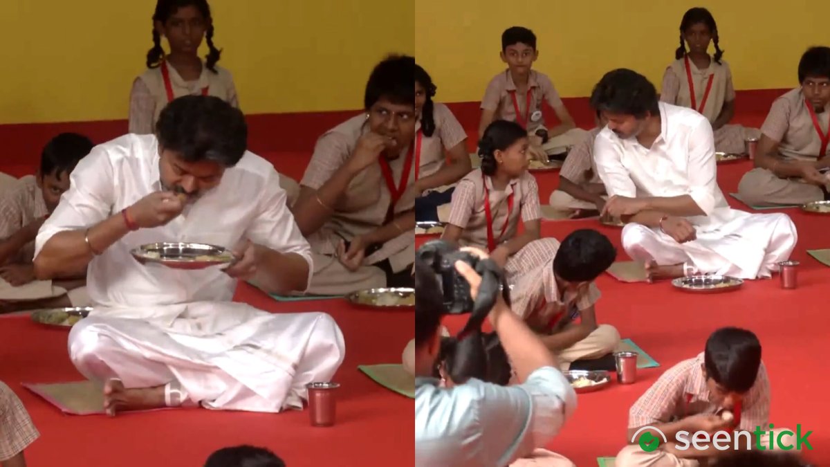 Tamil Nadu CM Vijay wins hearts as he serves pongal, sits on floor to have breakfast with school kids. Watch