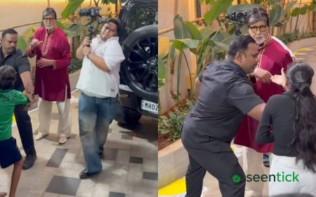 Amitabh Bachchan's young fans almost breaks security chain to shake hands with him; Big B dismisses their request. Watch
