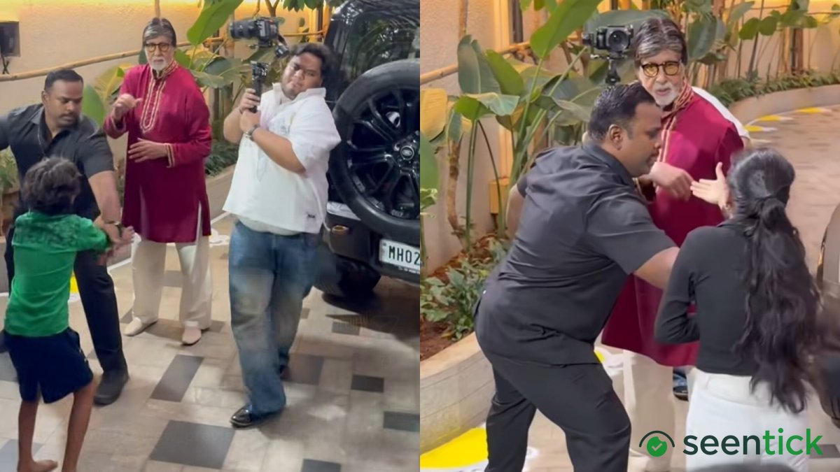 Amitabh Bachchan's young fans almost breaks security chain to shake hands with him; Big B dismisses their request. Watch