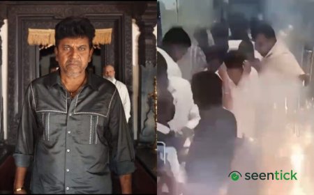 Kannada star Shiva Rajkumar narrowly misses getting burnt by fireworks at Chitradurga; continues to promote Bail despite mishap
