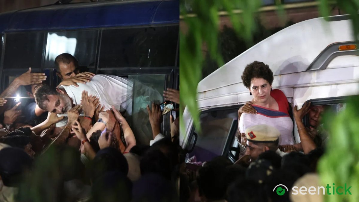 Rahul, Priyanka Gandhi detained after hours-long anti-CEC protest, released later