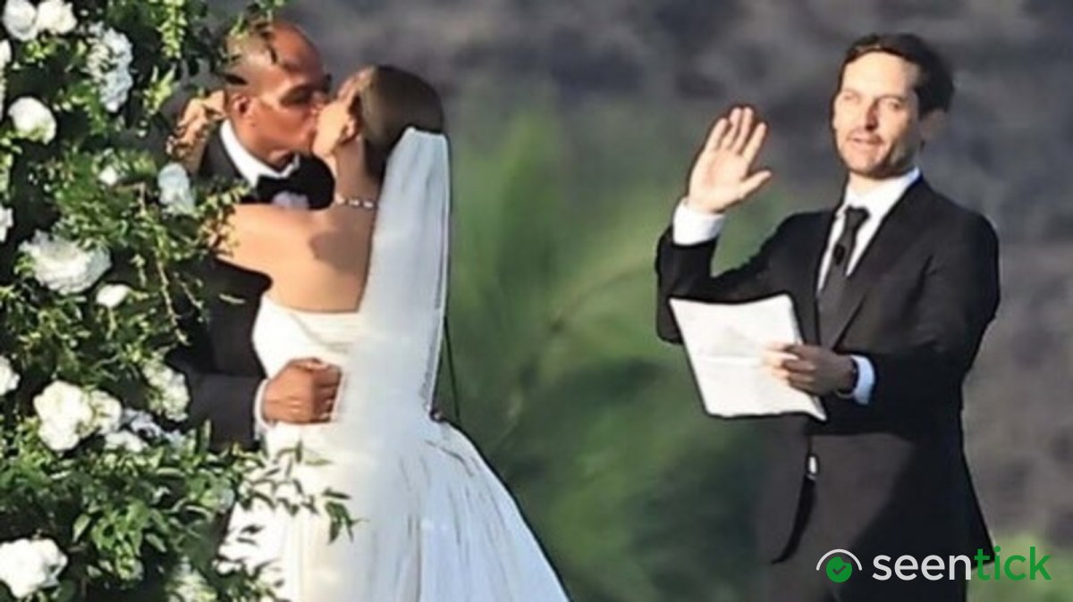 Tobey Maguire officiates ex-wife Jennifer Meyer's wedding to billionaire heir days after divorce; Leonardo DiCaprio, Jeff Bezos attend